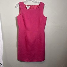Talbots Women's Sleeveless Dress Pink 100% Irish Linen Sz 12 Knee Length