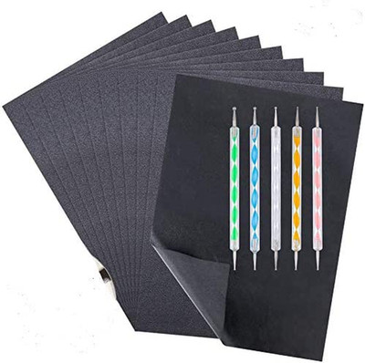 100 Blatt Kohlepapier Mit 5 Stck Prgestift Set, A4 Transferpapier, Schwarz Durch