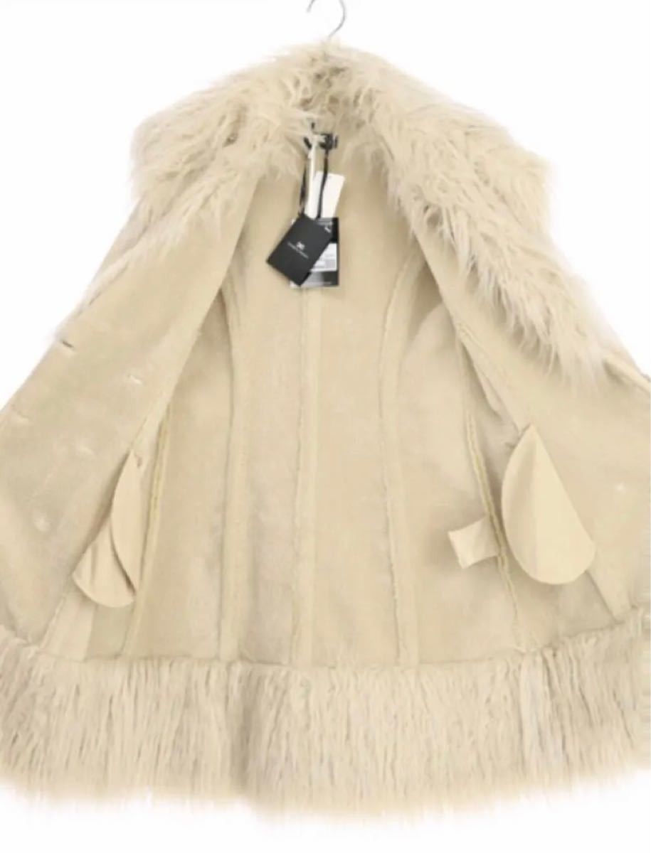 Unused Elisabetta Franchi Fur Coat Size 38 Light Beige Length 95cm image 8
