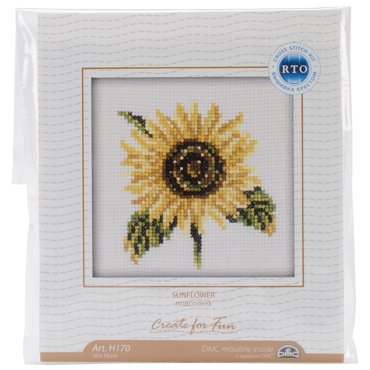 RTO Counted Cross Stitch Kit 4"X4"-Sunflower (14 Count)