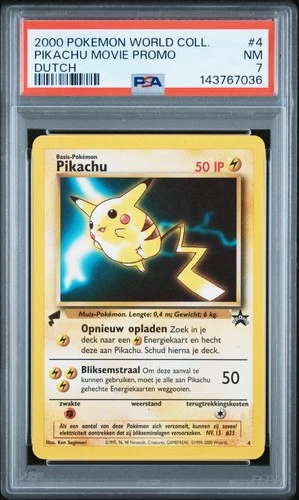 2000 POKEMON PIKACHU WORLD COLL DUTCH #4 PIKACHU MOVIE PROMO PSA 7