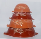 Pyrex Autumn Harvest Wheat Cinderella Mixing Bowl Set of 4 #441 442 443 444
