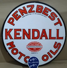 Kendall Penzbest Motor Oil porcelain Enamel Sign  30 x 30 Inches 1 Sided