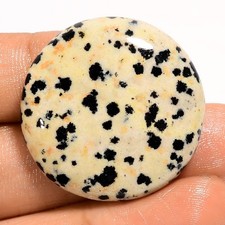 Natural Dalmatian Jasper Round Shape Cabochon Loose Gemstone 43.5 Ct 29X29X6 mm