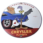 Vintage Mopar Chrysler Porcelain Sign - Road Runner Plymouth Gas Pump Plate Sign