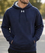 Under Armour ColdGear Protect This House Fleece Hoodie Large Navy NWT