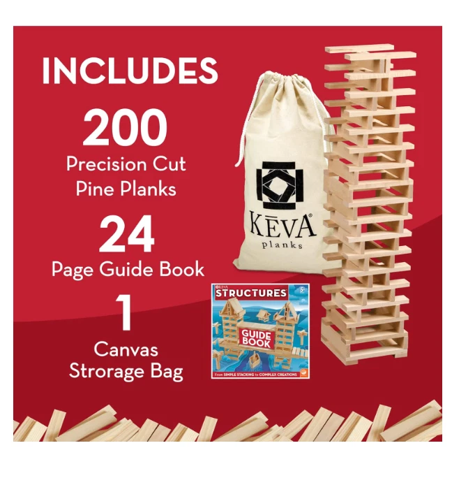 Juego de 200 tablones de construcción de madera KEVA Structures Foto 4 de 4