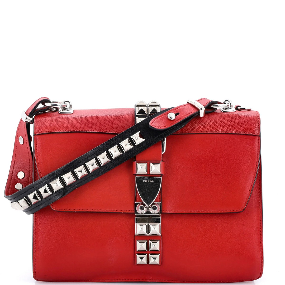 Prada Monochrome Elektra Shoulder Bag Studded Leather Medium | eBay