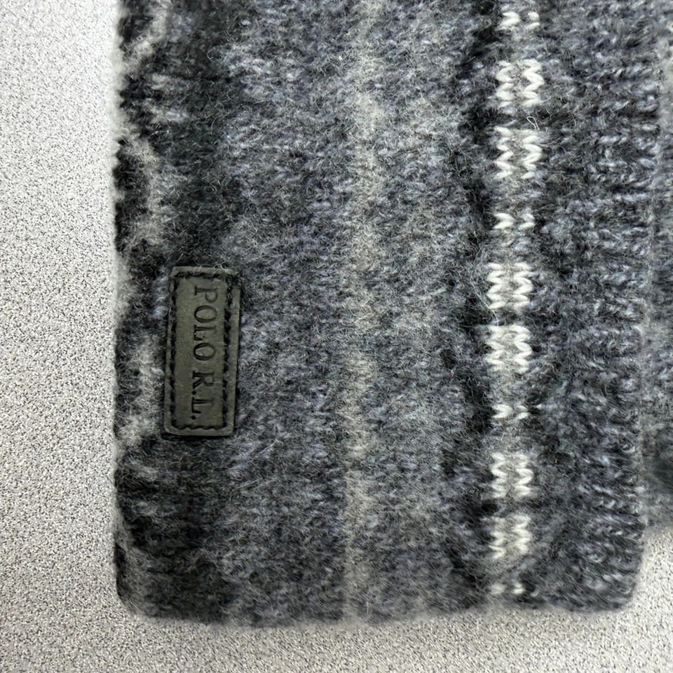 Polo Ralph Lauren Fair Isle Beanie Hat Grey Knit Outdoors Wool Blend Ski Classic - Image 4 of 4