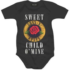 Boys Guns N Roses Child O' Mine Rose Bodysuit 12-16 MONTHS Black