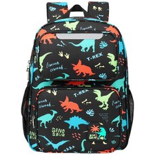 Dinosaur Backpack for Boys - 15" Durable School Bookbag with Lunch Pocket