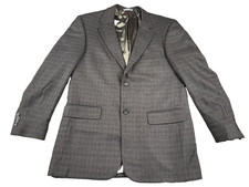 Oscar de la Renta Men's Sport Coat Blazer 43L Brown Lambswool Cashmere
