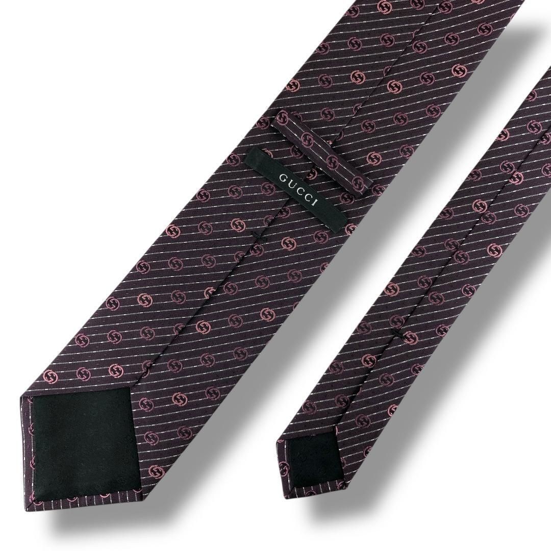 Excellent Used Gucci Interlocking Red Purple Tie … - image 2