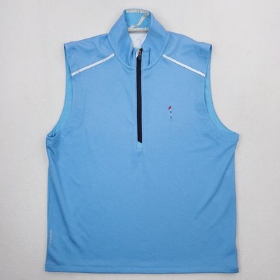 Zero Restriction Sweater Vest Mens Large Blue Quarter Zip Pullover Golf Preppy