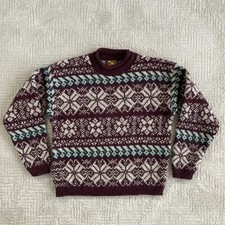 Vintage Alps Wool Roll Neck Sweater Women’s Large Made In USA Nordic Fair Isle
