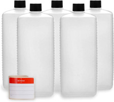 5 X 1000 Ml Bottiglie in Plastica, Bottiglie in Plastica HDPE Con Tappi a Vite i