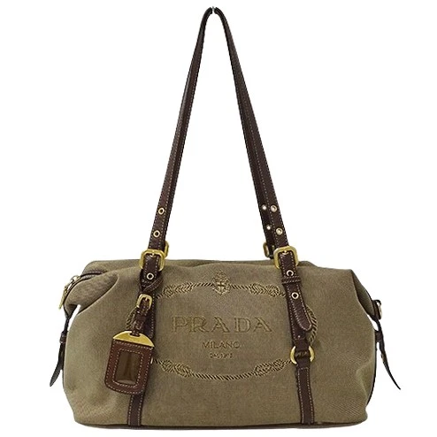Sac Prada femme s marque fourre tout sac bandoulière logo toile jacquard marron beige