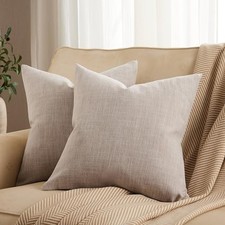 Rustic Cotton Linen Throw Pillow Covers Set of 2, 22" x 22" Pack of 2 Taupe