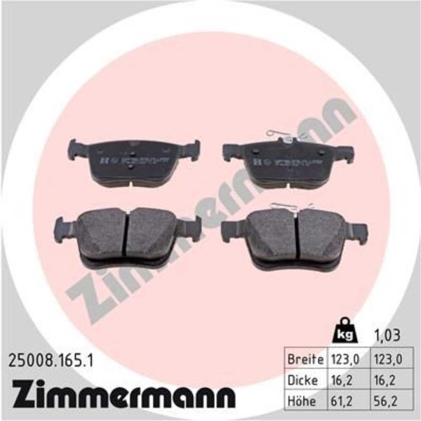Zimmermann BremsbeläGe Bremsbelegsatz Hinten FüR VW Golf VII Audi A3 Sportback-image