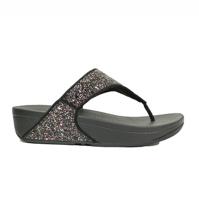 Fitflop Lulu Damen-Sandalen mehrfarbig Glitzer Zehensteg schwarz bunt