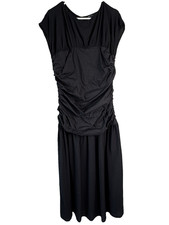 ASOS Design Black Midi Dress Gathered Bodice Crew Neck Women’s Size US 12