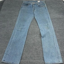 Levi's 501 Jeans Mens 34X36 Blue Light Stonewash Denim Original Fit Straight Leg
