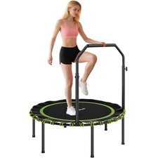 SPORTNOW 40'' Foldable Fitness Trampoline Rebounder with Handle, Green