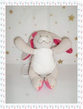 ㉝ -Doudou Musical Peluche  Lapin  Anna / Pili  Beige Blanc Rose Noukies Noukie's