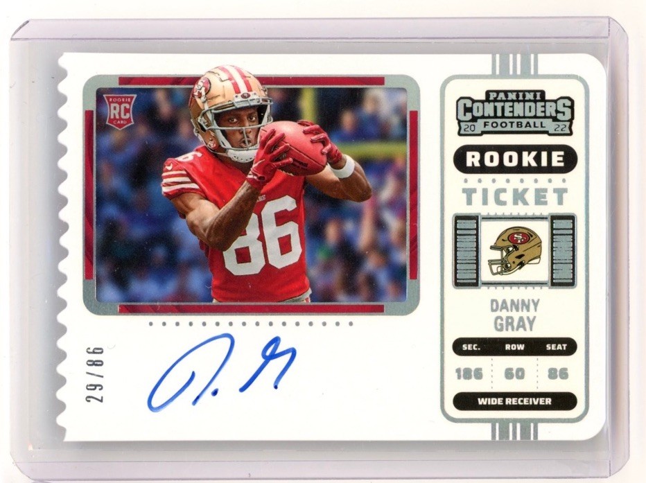 2022 Panini Contenders #112 Danny Gray Rookie Ticket Stub Die Cut Auto /86 Rare