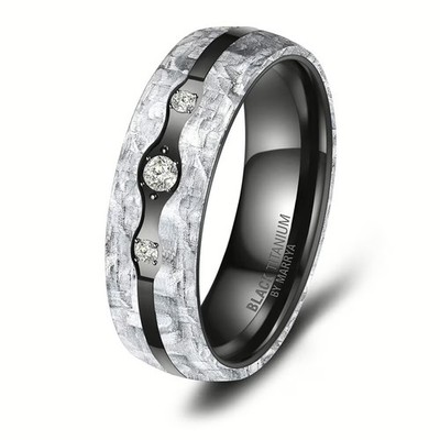 Damen Partnerring Ehering Schwarz Black Titanium Carbon Zirkonia Marrya DBT-11