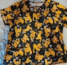 Disney Women's XL Polyester Stretch Simba Nursing Scrub Top EUCXm