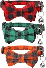 Christmas Cat Collar Halloween 3 Count (Pack of 1), Red, Green, Orange 