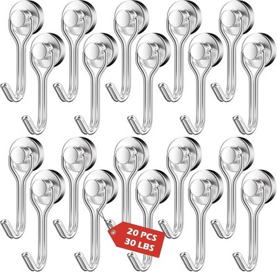 20Pack Magnetic Hooks 30Lbs+ Swivel Swing Magnet Hooks Heavy Duty Strong Magnets