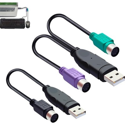 Adapter von PS/2 auf USB, Aktiver Konverter, Plug and Play, Schwarz