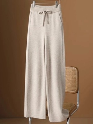 Autumn Winter New High-Waisted Loose Wool Knitted Wide-Leg Trousers for Women St