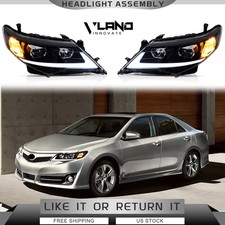VLAND Black LED DRL Projector Headlights For 2012-2014 Toyota Camry Front Lamps
