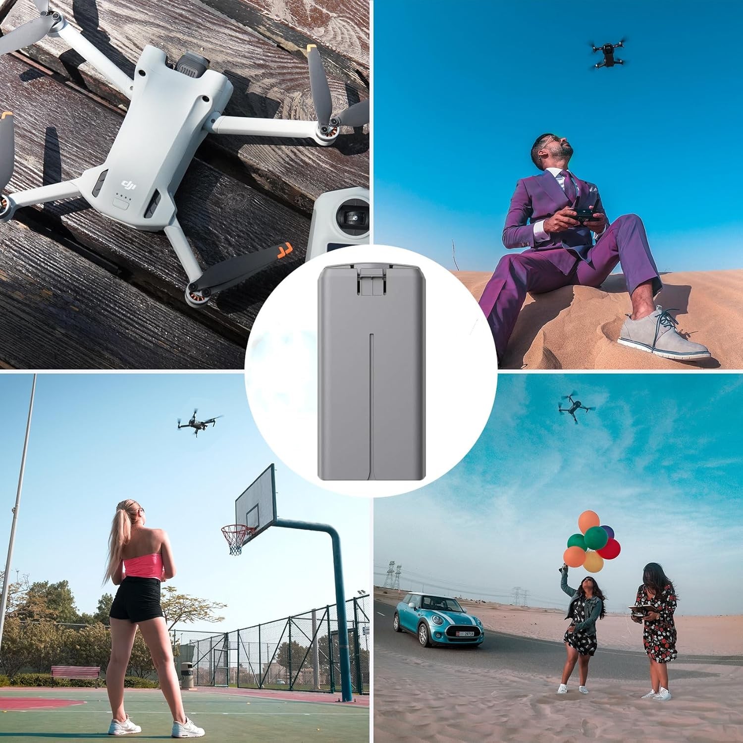 Mini 4K/2 Battery Charging Hub and 2 Pack 2400Mah Intelligent Flight Battery, Co