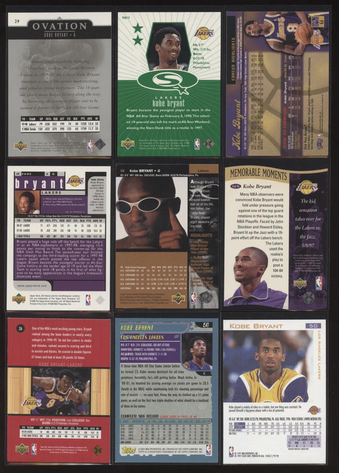 50 Lot Kobe Bryant LA Lakers HOF w 1996 Upper Deck Rookie Green Starquest Insert - Image 2 of 4