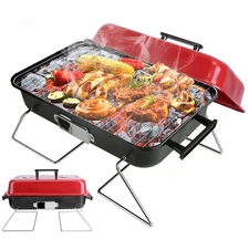 Portable Charcoal Grill with Lid, Upgraded Tabletop Outdoor Barbecue Grill Sm...