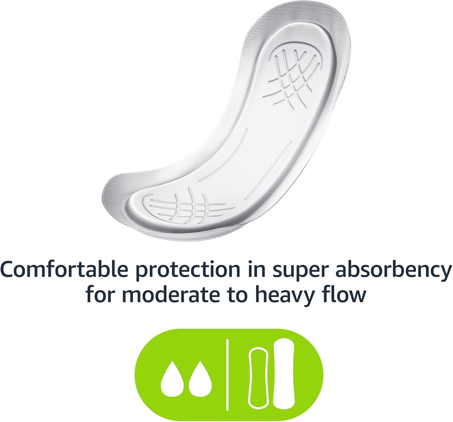 Amazon Basics Maxi Pads For Periods-Thick, Super Absorbency, Unscented, 48 Count