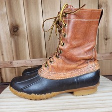 L.L. Bean Maine Hunting Boots Mens 7 Brown Leather Duck Rain USA Outdoor