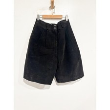 Bagatelle Vintage Black Suede High Wasted Pleated Bermuda Shorts Size 10