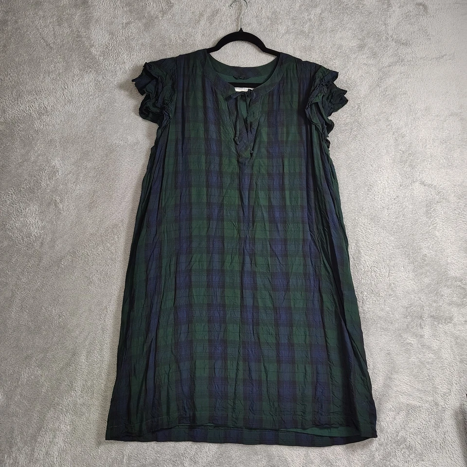 Vestido túnica Vineyard Vines para mujer Blackwatch verde manga acampanada a cuadros talla L Foto 2 de 4