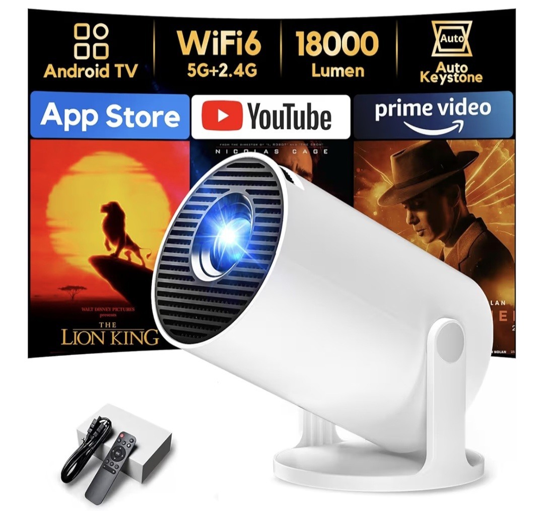 [Built-In Apps & Auto Keystone] AKIYO O2 Projector 2026 Upgraded 18000 Lumen wit