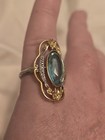 Vintage Deco Aquamarine Gold Filled Sterling Ring Size 6 — photo 3