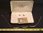 Van Dell 12k Gold Filled Cultured Pearl Necklace & Screw-on Earrings... Orig Box — photo 6