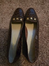 vintage Salvatore Ferragamo brown crocodile-embossed leather loafers with a gold