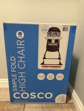 Cosco Simple Fold High Chair, Foldable, Wipeable Pad, Blue/White, HC225EDRB