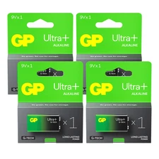 4 GP Ultra + Alkaline G-Tech 6Lr61 9V Battery Long Life Power Blister Pack Exp
