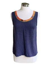 Faith By Celia Forrester Cami Tank Top M Mixed Print Beaded Wearable Art Boho